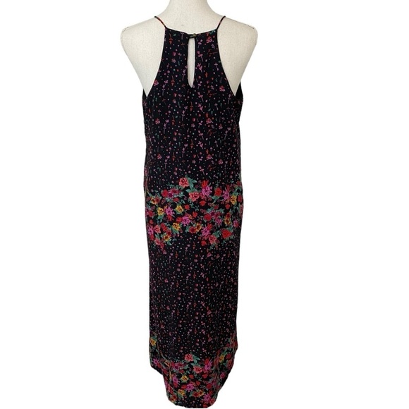 EVERLY - SIZE LARGE - LONG DRESS - MULTICOLORED WITH A BLACK BACKGROUND B21 - Picture 6 of 11